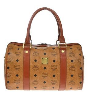 MCM Visetos Leather Brown Leather Handbag